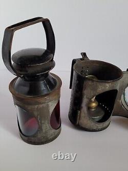 Vintage British Rail BR Railroad Train Guard 3 Way Signal Oil Hand Lamp #2