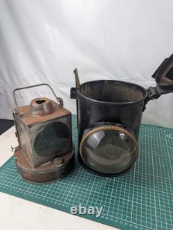 Vintage British Rail GWR Railway Signal Lamp With Insert, Large, Cast Iron