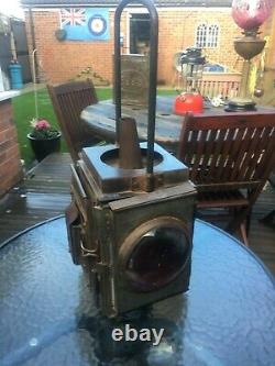 Vintage British Rail Hand Signal Lamp, Railway Guards Lantern 1920's