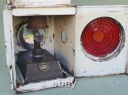 Vintage British Railway B. R. (M) Midland Lantern with Burner Red Bullseye Lamp