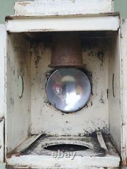 Vintage British Railway B. R. (M) Midland Lantern with Burner Red Bullseye Lamp