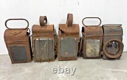 Vintage British Railway Lamps Lanterns Set Of 5 Collectible Relics