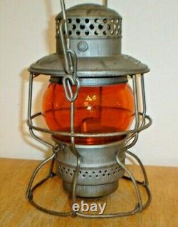 Vintage C. M. ST. P&P Adlake Railroad Lantern with Embossed Orange Kero Globe CMSTP&P