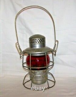 Vintage C & O Railway /Railroad Adlake Kero Lantern Red Glass Globe Hinton, W. VA