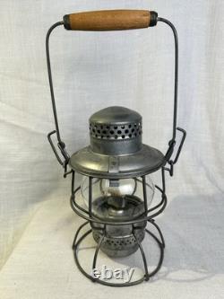 Vintage CPR Adlake 400 Hiram Piper Railroad Lantern Kero Lamp Clear Wood Handle