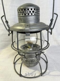 Vintage CPR Adlake 400 Hiram Piper Railroad Lantern Kero Lamp Clear Wood Handle