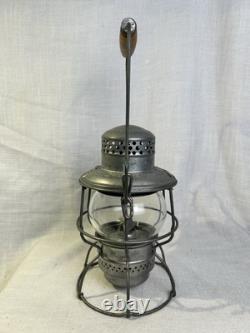 Vintage CPR Adlake 400 Hiram Piper Railroad Lantern Kero Lamp Clear Wood Handle