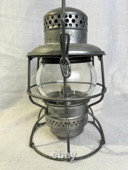 Vintage CPR Adlake 400 Hiram Piper Railroad Lantern Kero Lamp Clear Wood Handle