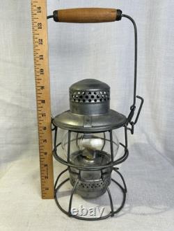 Vintage CPR Adlake 400 Hiram Piper Railroad Lantern Kero Lamp Clear Wood Handle