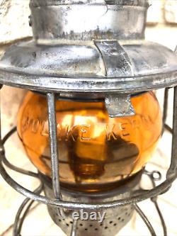 Vintage Canadian Pacific Railway Lantern C. P. R. Amber Glass Hiram Piper Adlake