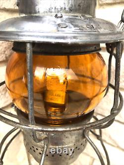 Vintage Canadian Pacific Railway Lantern C. P. R. Amber Glass Hiram Piper Adlake