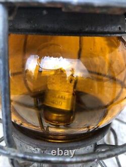 Vintage Canadian Pacific Railway Lantern C. P. R. Amber Glass Hiram Piper Adlake