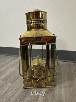 Vintage Cargo Lantern Light Made In Great Britain / England Brass & Glass