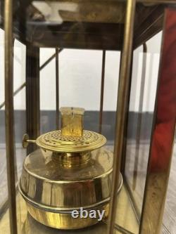 Vintage Cargo Lantern Light Made In Great Britain / England Brass & Glass