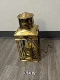 Vintage Cargo Lantern Light Made In Great Britain / England Brass & Glass