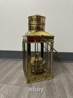 Vintage Cargo Lantern Light Made In Great Britain / England Brass & Glass