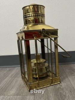 Vintage Cargo Lantern Light Made In Great Britain / England Brass & Glass