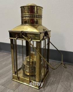 Vintage Cargo Lantern Light Made In Great Britain / England Brass & Glass