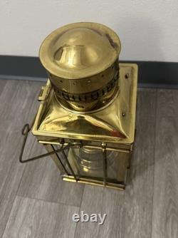 Vintage Cargo Lantern Light Made In Great Britain / England Brass & Glass