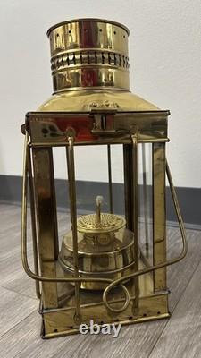 Vintage Cargo Lantern Light Made In Great Britain / England Brass & Glass
