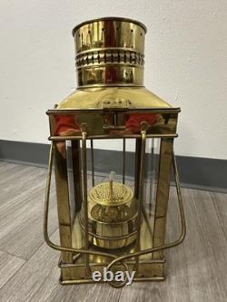 Vintage Cargo Lantern Light Made In Great Britain / England Brass & Glass