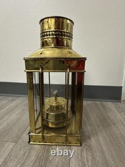 Vintage Cargo Lantern Light Made In Great Britain / England Brass & Glass