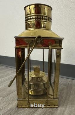 Vintage Cargo Lantern Light Made In Great Britain / England Brass & Glass