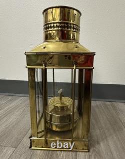 Vintage Cargo Lantern Light Made In Great Britain / England Brass & Glass