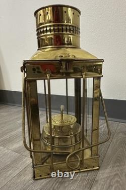 Vintage Cargo Lantern Light Made In Great Britain / England Brass & Glass