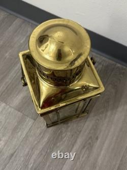 Vintage Cargo Lantern Light Made In Great Britain / England Brass & Glass