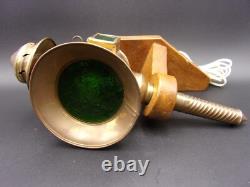 Vintage Carriage Lamps Railroad Lantern Electric Brass Wood Wall Sconce Pair