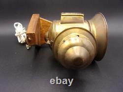 Vintage Carriage Lamps Railroad Lantern Electric Brass Wood Wall Sconce Pair