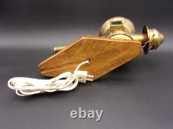 Vintage Carriage Lamps Railroad Lantern Electric Brass Wood Wall Sconce Pair
