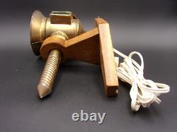 Vintage Carriage Lamps Railroad Lantern Electric Brass Wood Wall Sconce Pair