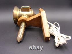 Vintage Carriage Lamps Railroad Lantern Electric Brass Wood Wall Sconce Pair