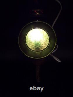 Vintage Carriage Lamps Railroad Lantern Electric Brass Wood Wall Sconce Pair