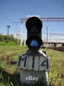 Vintage Cast Iron Dwarf Railroad Train Track Double Light Signal Marker Traffic