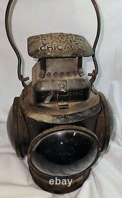 Vintage Chicago The Adlake Non-Sweating Lamp 4-Way Signal Railroad