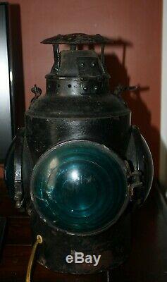 Vintage Cpr Hlp M Railroad Railway Caboose Marker Signal Lantern 4 Blue Light