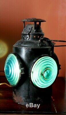 Vintage Cpr Hlp M Railroad Railway Caboose Marker Signal Lantern 4 Blue Light