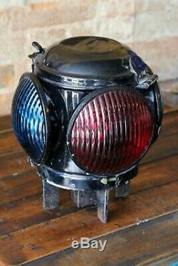 Vintage DRESSEL RR Railroad Marker Lamp 4 Lens Signal Lantern Switch Antique old
