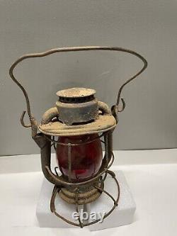 Vintage Dietz Lantern Red Globe Embossed New York Haven Hartford Railroad Lamp