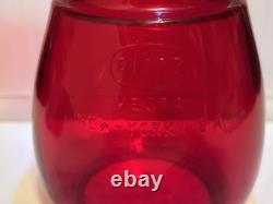 Vintage Dietz Vesta New York Railroad Lamp withembossed red globe