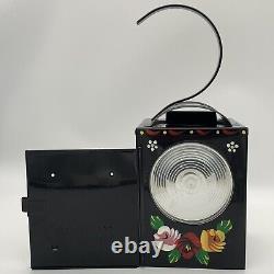 Vintage Dorman Oil Lamp RR Railroad Lantern HandPainted Flower Light RARE Burner