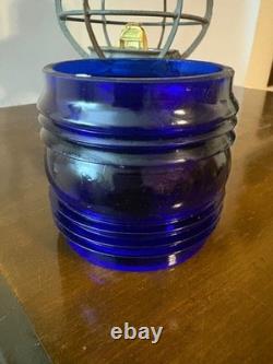 Vintage Dressel Central Railroad of NJ Hand Lantern Kopp Colbalt Blue Globe