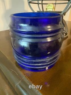 Vintage Dressel Central Railroad of NJ Hand Lantern Kopp Colbalt Blue Globe