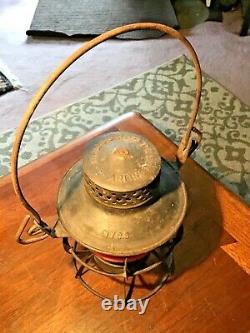 Vintage Dressel N. Y. C. S. Railroad Lantern With Red Embossed Cnx Glass Globe