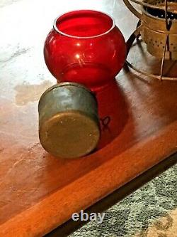 Vintage Dressel N. Y. C. S. Railroad Lantern With Red Embossed Cnx Glass Globe