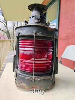 Vintage Dressel Railway Lamp & Signal Co Arlington NJ USA Red Lantern 17.5 Tall