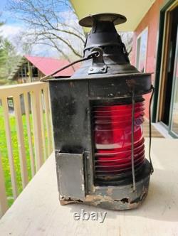 Vintage Dressel Railway Lamp & Signal Co Arlington NJ USA Red Lantern 17.5 Tall